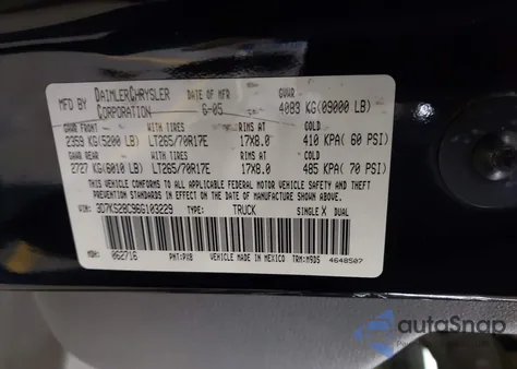 2006 Dodge Ram 2500 Slt/Trx4 Off Road/Sport/Power Wagon z USA, uszkodzony, nr VIN 3D7KS28C96G103229